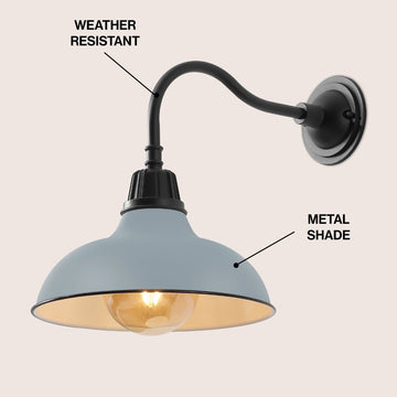 Aurora 12.25" Farmhouse Industrial Indoor/Outdoor Iron LED Gooseneck Arm Outdoor Sconce